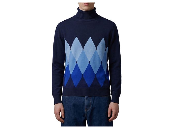 Ballantyne Cashmere Diamond Rollkragenpullover Blau