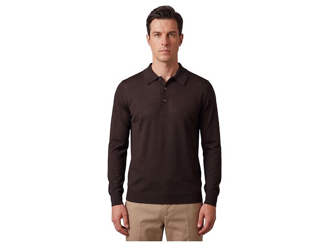 John Smedley Belper Polo in Faulkner brown Braun