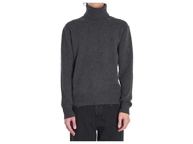 Ami Paris Ami de Coeur Rollkragenpullover Grau