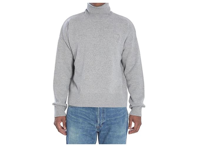 Ami Paris Ami de Coeur Rollkragenpullover Grau