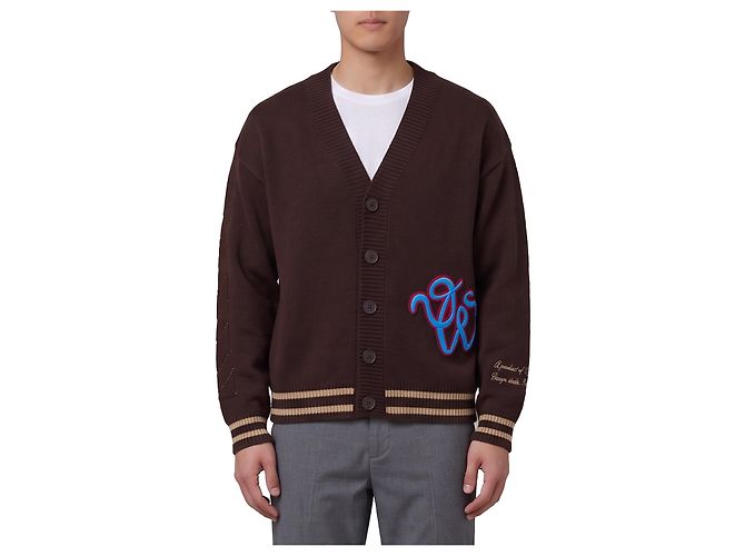 Off White Cat Off Varsity Strickcardigan Braun