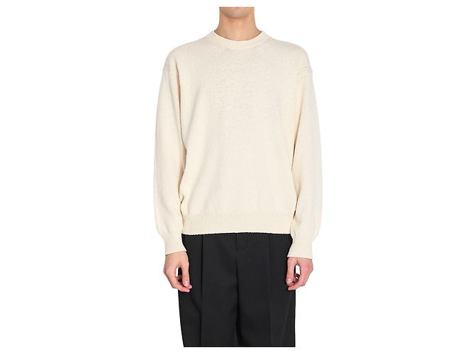 Camisola de gola redonda Roberto Collina em algodão bege