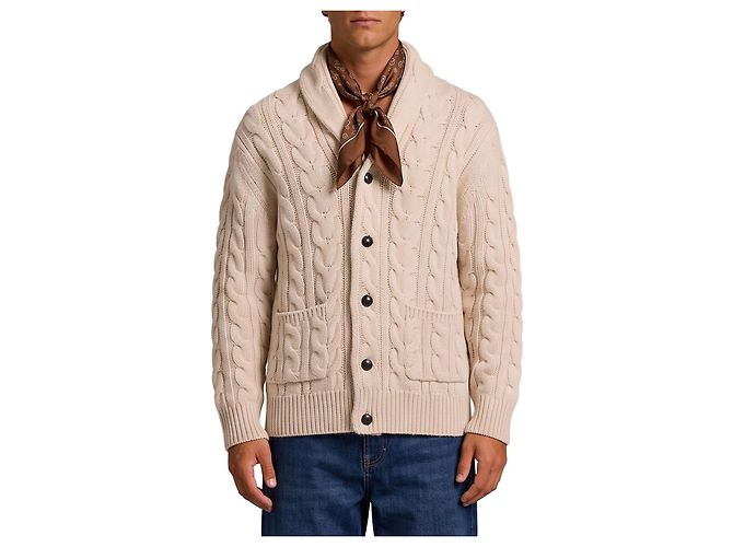 Ballantyne Braided wool cardigan Beige