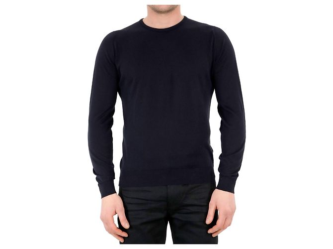 Pullover John Smedley Hatfield Azul em Algodão Sea Island