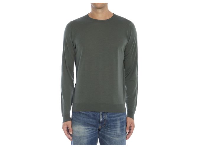 John Smedley Lundy merino wool pullover green