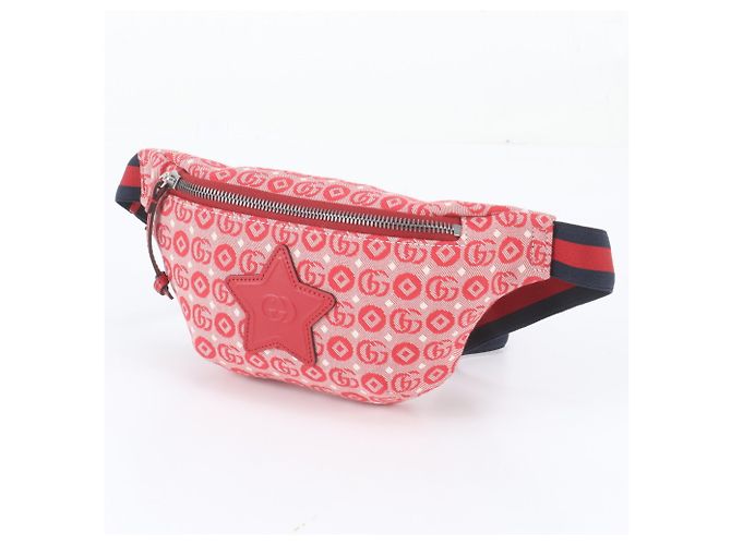 Gucci Interlocking G Gürteltasche aus Leder Rot Marineblau