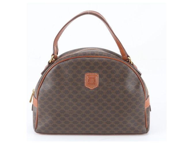 Céline Celine Macadam Leather Tote Bag Brown