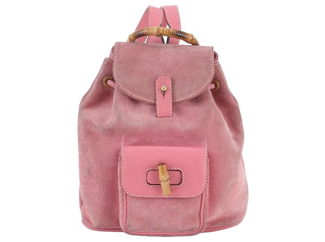 Gucci Old Bamboo Leder-Rucksack Pink