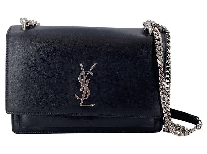 Autre Marque Bolsa de Ombro YSL Sunset Medium em couro preto