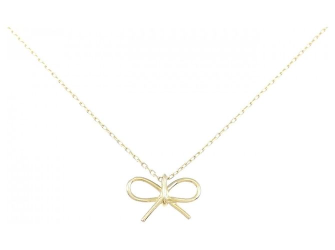 Autre Marque Au750 Ribbon Necklace Golden