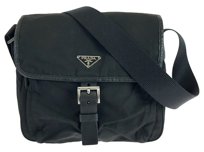 Sac à épaule en nylon Prada Tessuto avec plaque logo triangle Noir