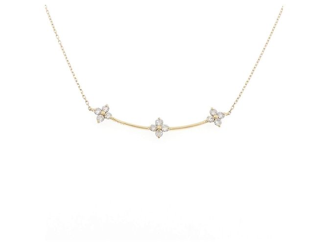 Autre Marque Colar Au750 Flor e Diamantes Dourado