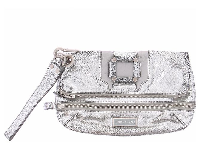 Jimmy Choo Pochette argentée en cuir
