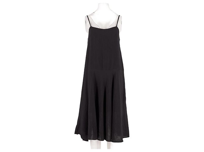 Autre Marque SIYAZU Schwarzes Midikleid mit Spaghettiträgern