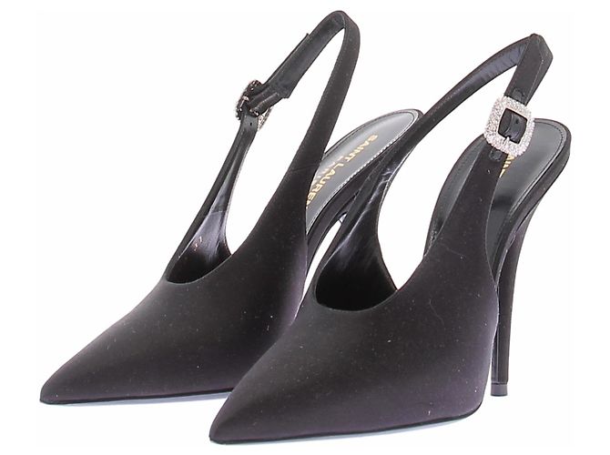 Autre Marque SAINT LAURENT Slingback Absatzschuhe Schwarz Leder 37