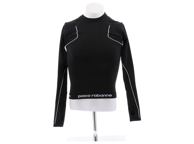 Paco Rabanne Top nero a maniche lunghe