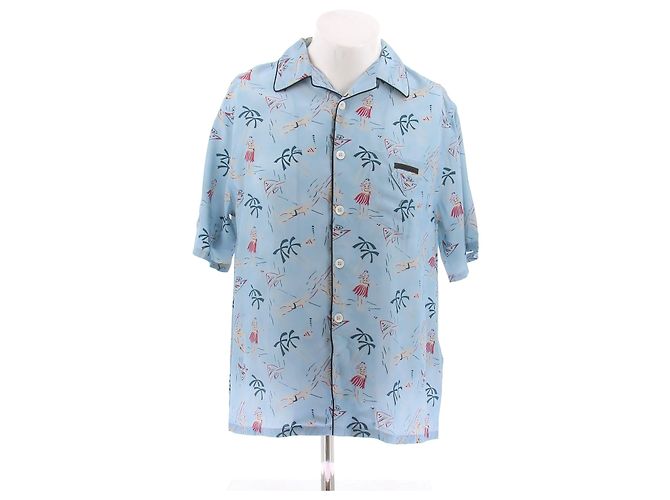 Prada Chemise bleue imprimée Blue
