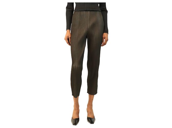Pleats Please Khaki pleated trousers - size M Green