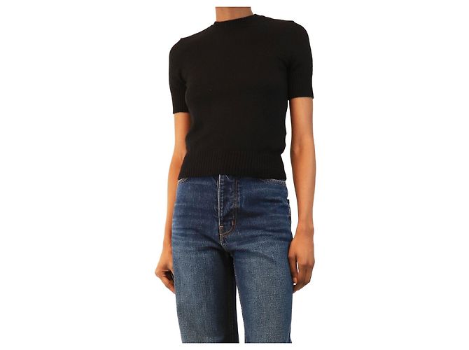 Autre Marque Top de lã preto de manga curta - size S
