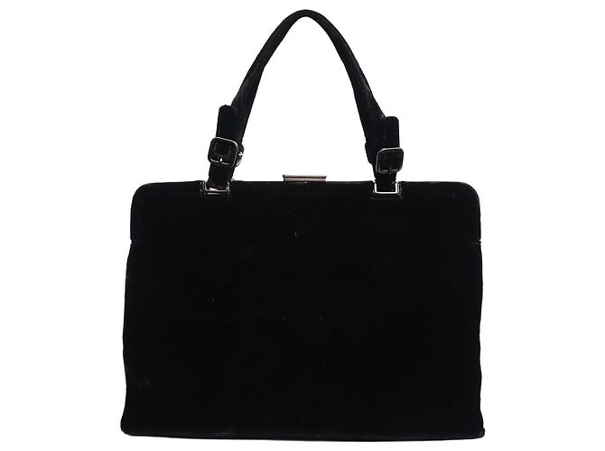 Prada Vintage schwarze Velours-Handtasche mit oberem Griff