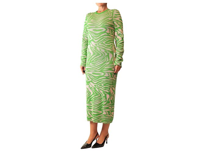 Autre Marque Geripptes Strickkleid mit Zebra-Print - size UK 12 Mehrfarben