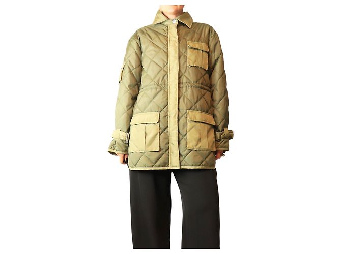 Ganni Kalamata oversized Ripstop quilted jacket - size UK 6 Green