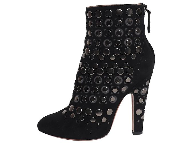 Alaïa Black suede studded ankle boots - EU 39.5