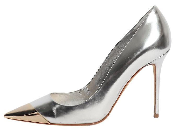 Dior Pointed chrome leather heels - size EU 38.5 (UK 5.5) Silvery
