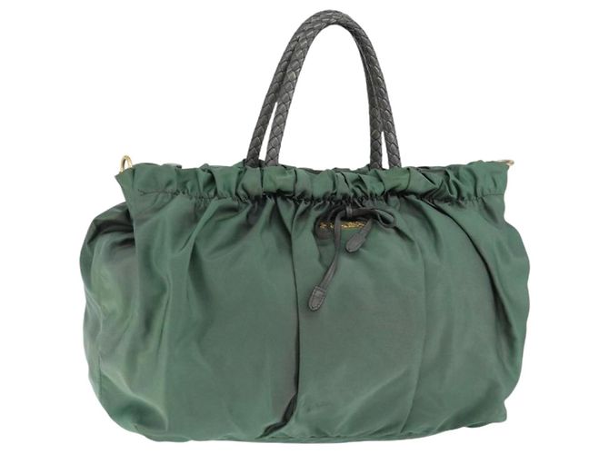Bolso de mano PRADA Nylon Verde Oro