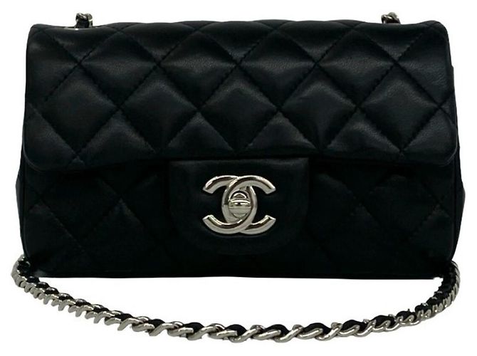 Borsa a tracolla CHANEL Matelassé Coco Mark in pelle di agnello Nero