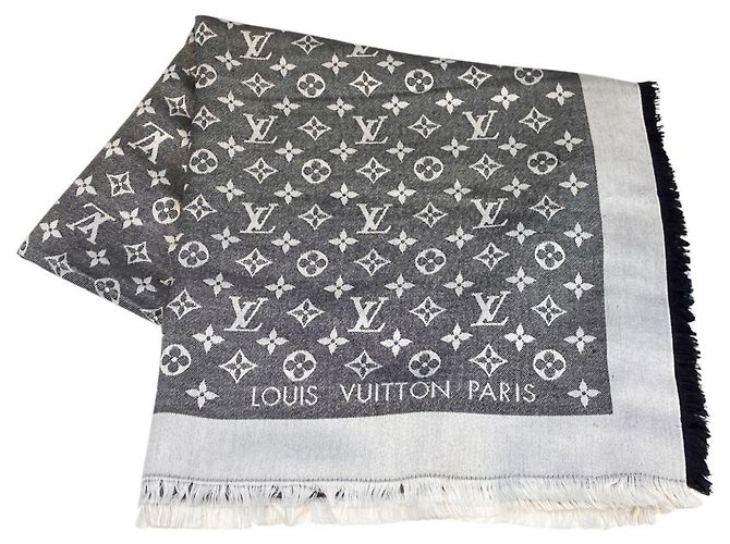 Louis Vuitton Monogram Silk Wool Shawl Brown