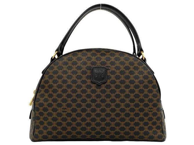 Céline CELINE Vintage Macadam Blazon Pattern Handbag Brown Black