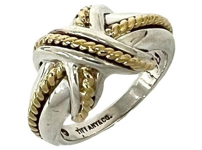Autre Marque Anello Tiffany Vintage Signature Band Ring Argento D'oro