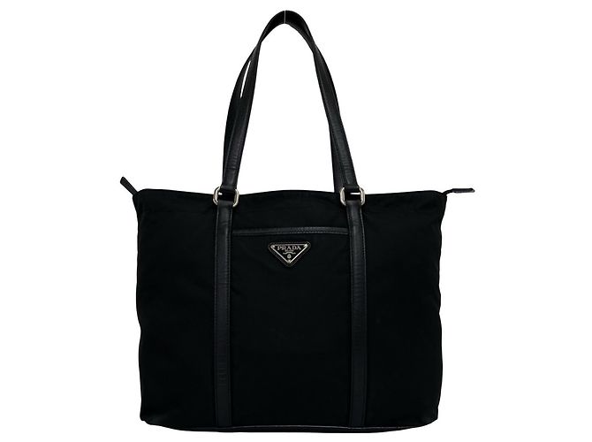 Prada Triangle Logo Hardware Tote Bag Black
