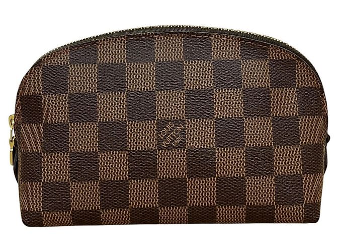 Louis Vuitton Pochette Cosmetic Makeup Pouch Marrom Damier ebene