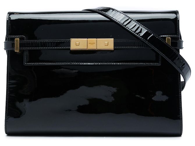 Autre Marque Borsa a tracolla Manhattan Medium in vernice nera Saint Laurent Nero