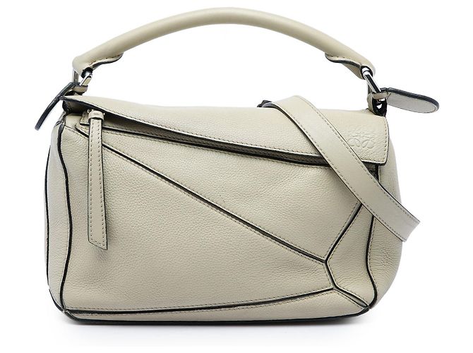 Bolsa Puzzle LOEWE pequena em pele de vitelo castanha Marrom Bege