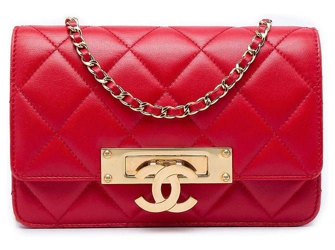 Chanel Red Medium Quilted Lambskin Golden Class Flap Rosso
