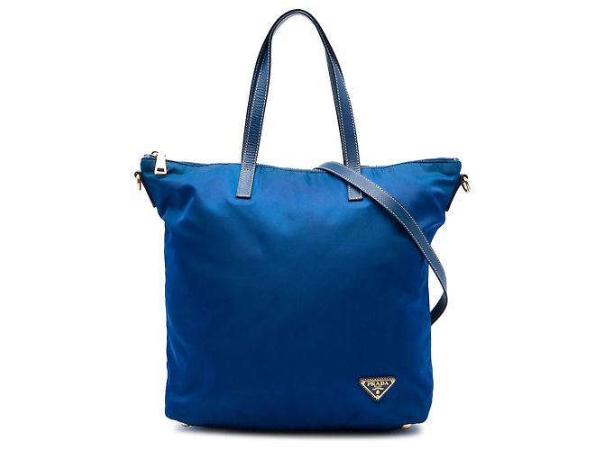 Tote Sac cabas convertible Prada en Tessuto bleu avec fermeture éclair