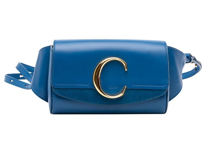 C Belt Bag Bolsa de cintura C em couro de bezerro e camurça azul Chloé