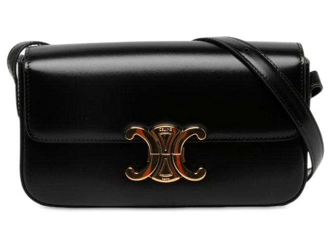 Céline Celine Claude Schultertasche aus glänzendem schwarzem Kalbsleder mit Triomphe