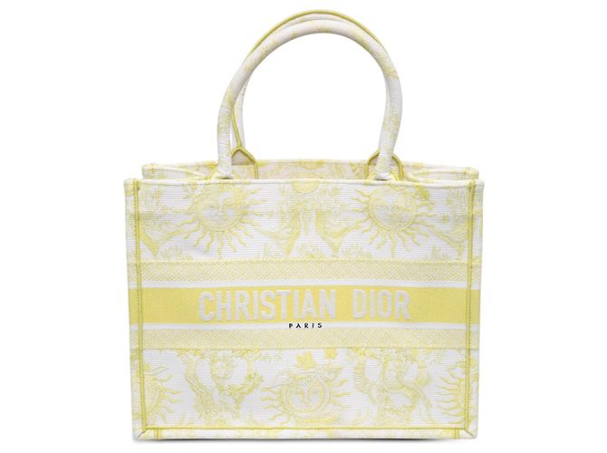 Dior White Medium Embroidered Canvas Toile de Jouy Soleil Lady D Lite Blanc Blanc cassé