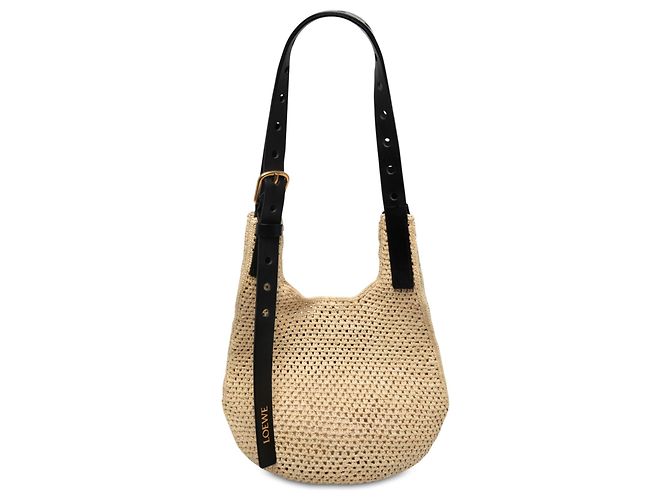 LOEWE Borsa Hobo Small in Raphia Beige Traforata