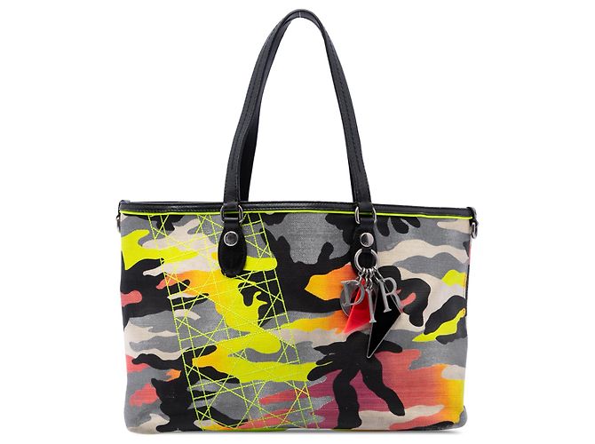 Dior Yellow Anselm Reyle Medium Canvas Camouflage Tote
