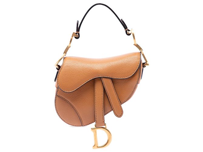 Borsa Saddle Dior in micro pelle di capra marrone