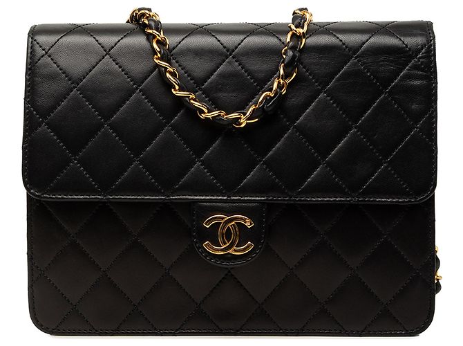 Chanel Black Small CC Quilted Lambskin Single Flap Nero
