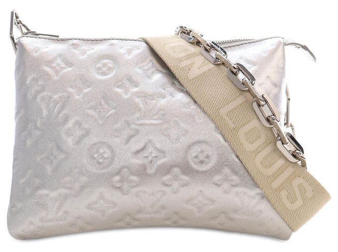 Louis Vuitton Silver Monogram Embossed Puffy Lambskin Coussin PM Argento