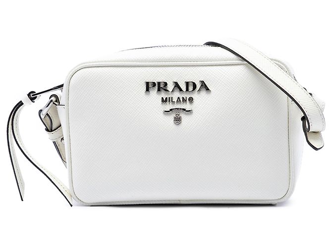Bolsa Camera Prada White Saffiano Lux Branco