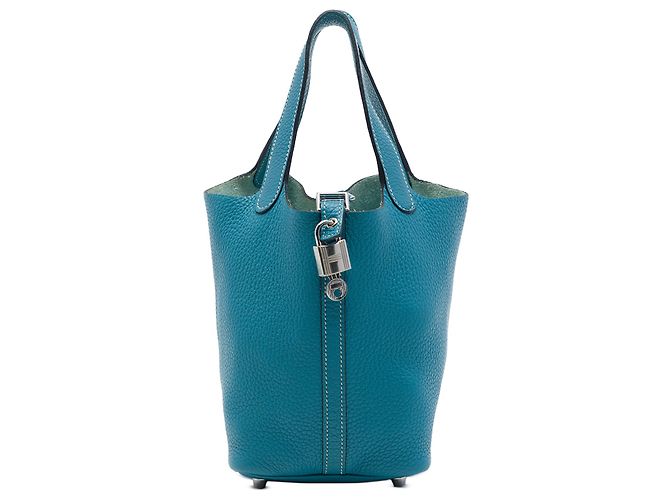 Hermès Blue Clemence Picotin Lock 18 Azul