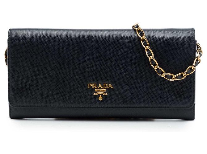 Prada Black Saffiano Wallet On Chain
